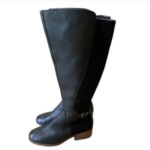 Lucky Brand women’s Timinii side zip Riding Boots - Black suede leather size 9.5